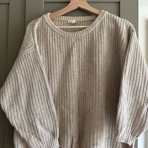 OAT Chunky Cotton Fisherman Sweater Light Beige Melange